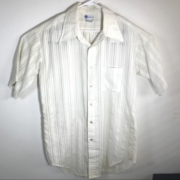 VTG Julliard Ivory Short Sleeve Button Down - Picture 1 of 4